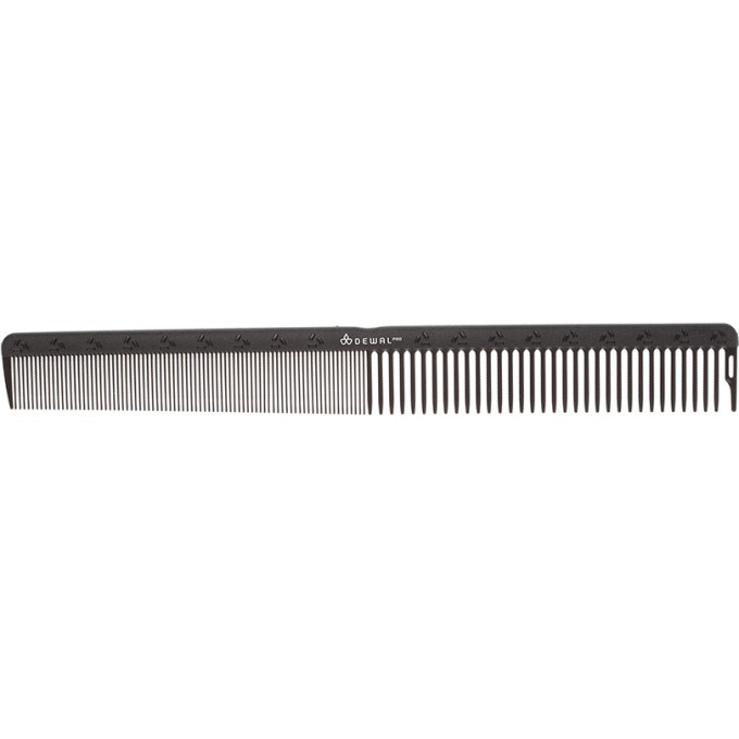 Расческа рабочая DEWAL CARBON black комбинированная, черная 24 см JF2010